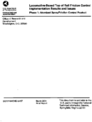 Locomotive Based Top of Rail Friction Control Implementation Results and Issues Phase 1 Atomized SprayFriction Control Product