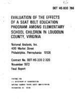 Evaluation of the Effects of a Seat Belt Education Program among Elementary School Children in Loudoun County Virginia