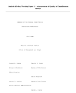 Statistical Policy Working Paper 15 Measurement of Quality in Establishment Surveys