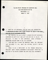Talking Points Prepared for Secretary Dole Alec Washington Briefing