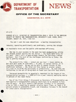 Remarks by US Secretary of Transportation John A Volpe to the American Society of Traffic and Transportation