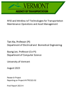 RFID and Wireless IoT Technologies for Transportation Maintenance Operations and Asset Management