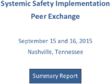 Systemic Safety Implementation Peer Exchange September 15 and 16 2015 Nashville Tennessee
