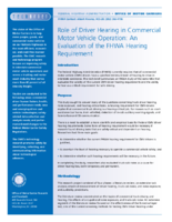 Role of Driver Hearing in Commercial Motor Vehicle Operation An Evaluation of the FHWA Hearing Requirement