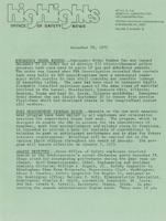 Office of Safety News Highlights December 29 1972