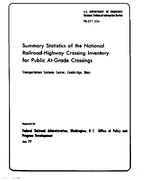 Summary Statistics of the National RailroadHighway Crossing Inventory for Public AtGrade Crossings
