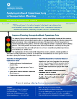 Applying Archived Operations Data in Transportation Planning WebBased Informational Session