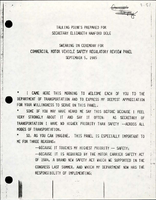 Talking Points Prepared for Secretary Elizabeth Hanford Dole Swearing In Ceremony for Commercial Motor Vehicle Safety Regulatory Review Panel