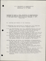 Testimony by Alan S Boyd Secretary of Transportation Prepared for Delivery Before the Subcommittee on Roads of the House Public Works Committee Washington DC