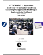 Electronic Toll CollectionElectronic Screening Interoperability Pilot Project Attachment 1 Appendices Supplement to the Final Report
