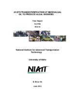 In situ Transesterification of Microalgal Oil to Produce Algal Biodiesel