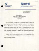 Statement by Secretary of Transportation Elizabeth Hanford Dole on Passage of ICE Bill