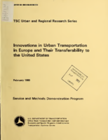 Innovations in Urban Transportation in Europe and Their Transferability to the United States