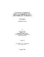 Pavement markings using waterborne paint and Visibeads in Region 2  final report