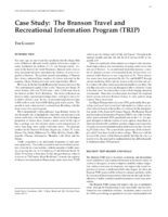 Case Study The Branson Travel And Recreational Information Program Trip In Crossroads 2000 Proceedings