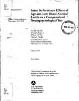 Some Performance Effects of Age and Low Blood Alcohol Levels on a Computerized Neuropsychological Test