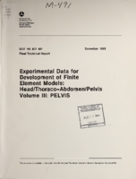 Experimental Data for Development of Finite Element Models HeadThoracoAbdomenPelvis Volume III Pelvis
