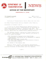 Department of Transportation News Releases for December 1971