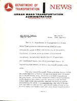 Department of Transportation News Urban Mass Transportation Administration UMTA 8874