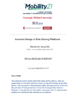 Incentive Design in Ride Sharing Platforms