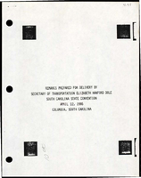 Remarks Prepared for Delivery by Secretary of Transportation Elizabeth Hanford Dole at a South Carolina Convention