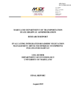 Evaluating Integrated Roadside Vegetation Management IRVM Techniques to Improve Pollinator Habitat