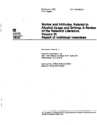 Norms and Attitudes Related to Alcohol Usage and Driving A Review of the Relevant Literature Volume III Report of Individual Interviews