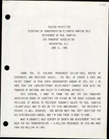 Talking Points Prepared for Secretary of Transportation Elizabeth Dole at the Retirement of Paul Ignatius Air Transport Association