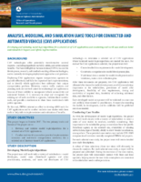 Analysis Modeling and Simulation AMS Tools for Connected and Automated Vehicle CAV Applications  fact sheet
