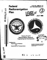 Federal Radionavigation Plan Volume IV of 4 Radionavigation Research Engineering and Development