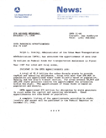 UMTA Announces Apportionments for FY 1987