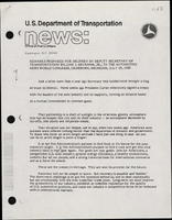 Remarks Prepared for Delivery by Deputy Secretary of Transportation William J Beckham Jr to the Automotive News World Congress