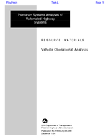Precursor Systems Analyses of Automated Highway Systems Resource Materials Vehicle Operations Analysis
