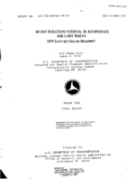 Weight Reduction Potential of Automobiles and Light Trucks 1979 Summary Source Document