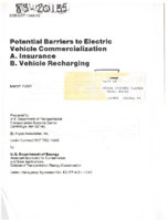 Potential barriers to electric vehicle commercialization  A insurance B vehicle recharging