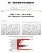 INDOT Project Change Orders Root Causes and Recommendations Summary