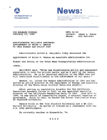 Administrator DelliBovi Announces Appointment of Brien G Benson to UMTA Budget and Policy Post