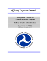Management Advisory on Aviation Inspection Program Federal Aviation Administration