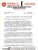 Department of Transportation News Urban Mass Transportation Administration UMTA 727