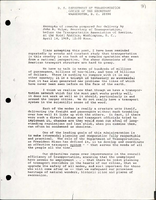 Excerpts of Remarks Prepared for Delivery by John A Volpe Secretary of Transportation before the Transportation Association of America