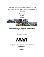 Development of Nanocatalysts for the Synthesis of Biofuels From Biomass Derived Syngas