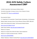 2024 AVS Safety Culture Assessment Dataset and Data Management Plan