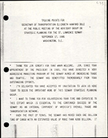 Talking Points for Secretary of Transportation Elizabeth Hanford Dole at the Public Meeting of the Advisory Group on Strategic Planning for the St Lawrence Seaway