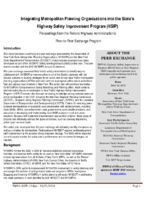 Integrating Metropolitan Planning Organizations into the States Highway Safety Improvement Program HSIP  Proceedings from the Federal Highway Administrations PeertoPeer Exchange Program