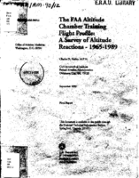 The FAA Altitude Chamber Training Flight Profile A Survey of Altitude Reactions 19651989