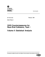 IVHS Countermeasures For RearEnd Collisions Task 1 Volume II Statistical Analysis Interim Report