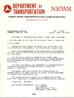 Department of Transportation News Urban Mass Transportation Administration DOT 12969