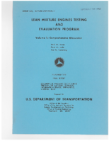 Lean Mixture Engines Testing and Evaluation Program  Volume 2 Comprehensive Discussion