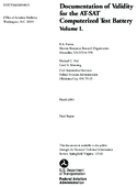 Documentation of Validity for the ATSAT Computerized Test Battery Volume 1