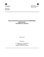 Early Institutional Lessons from the CVISN Model Deployments Checklists for Success